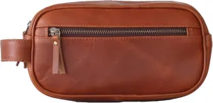 travel toiletry bag for men, leather dopp kit hanging leather toiletry bag for men cosmetic bag (1 Light Brown)