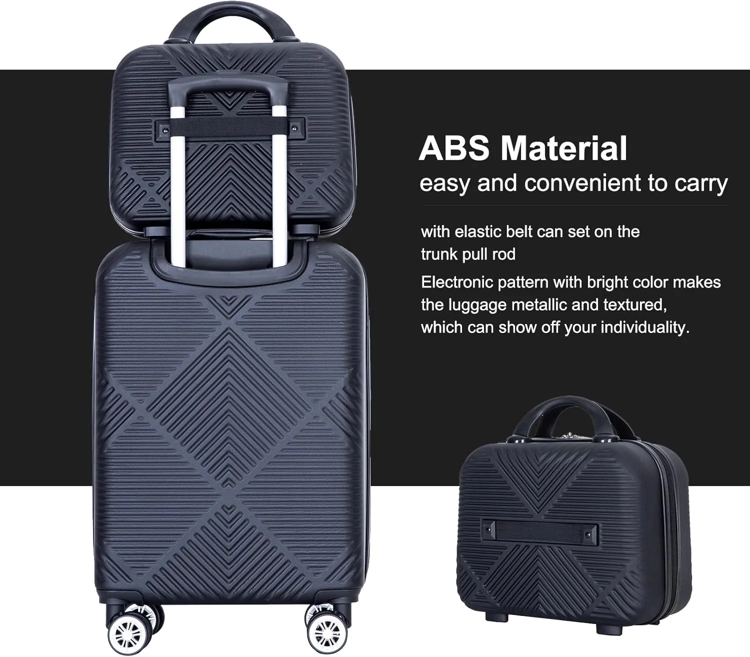 Travelhouse 4 Piece Luggage Sets Travel Suitcase, Large Capacity Lightweight Luggage Sets with TSA Lock & Spinner Wheels, Clearance Carry On Luggage Suitcase Set (BLACK, 4 piece(14" 20'24"28"))