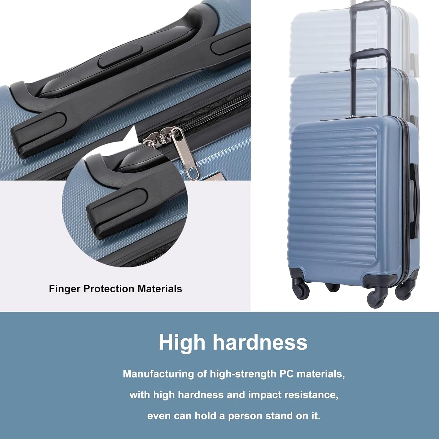 Travelhouse luggage,Hardside Carry On Travel Suitcase with Spinner Wheels, Multi-directional Spinner Wheels Uprigth Lightweight Underseater for Airplanes (Blue Gray)