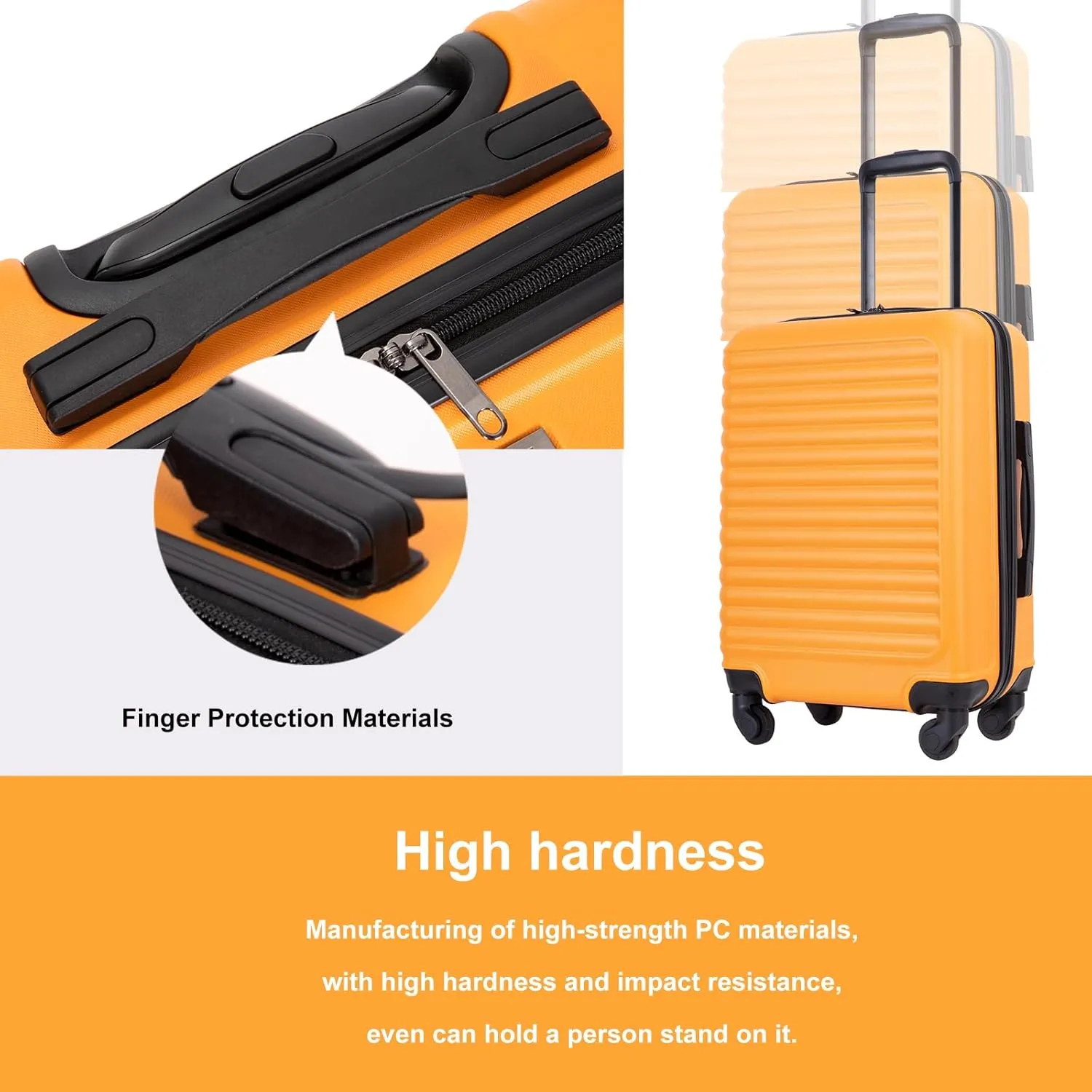 Travelhouse luggage,Hardside Carry On Travel Suitcase with Spinner Wheels, Multi-directional Spinner Wheels Uprigth Lightweight Underseater for Airplanes (Orange)