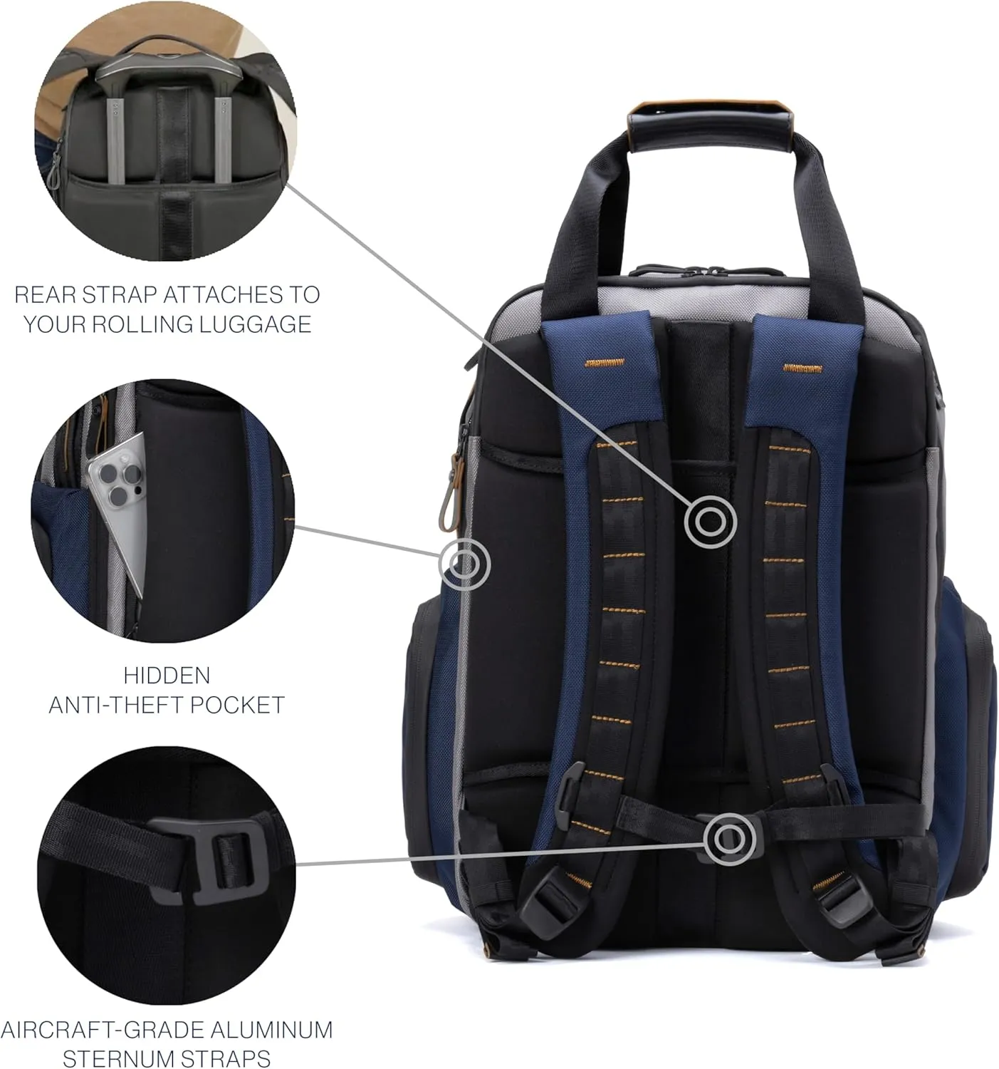 Travelpro Altitude Medium Expandable Travel Laptop Backpack 25-30L, 16 Inch Laptop, Water Resistant, Work, Business, Men and Women, Stellar Navy/Grey