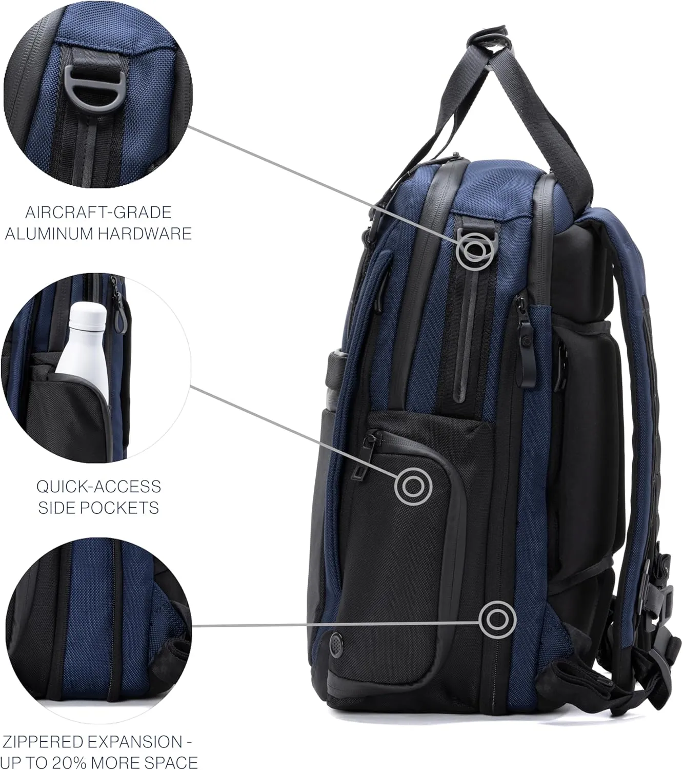 Travelpro Altitude Medium Expandable Travel Laptop Backpack 25-30L, 16 Inch Laptop, Water Resistant, Work, Business, Men and Women, Stellar Navy/Grey