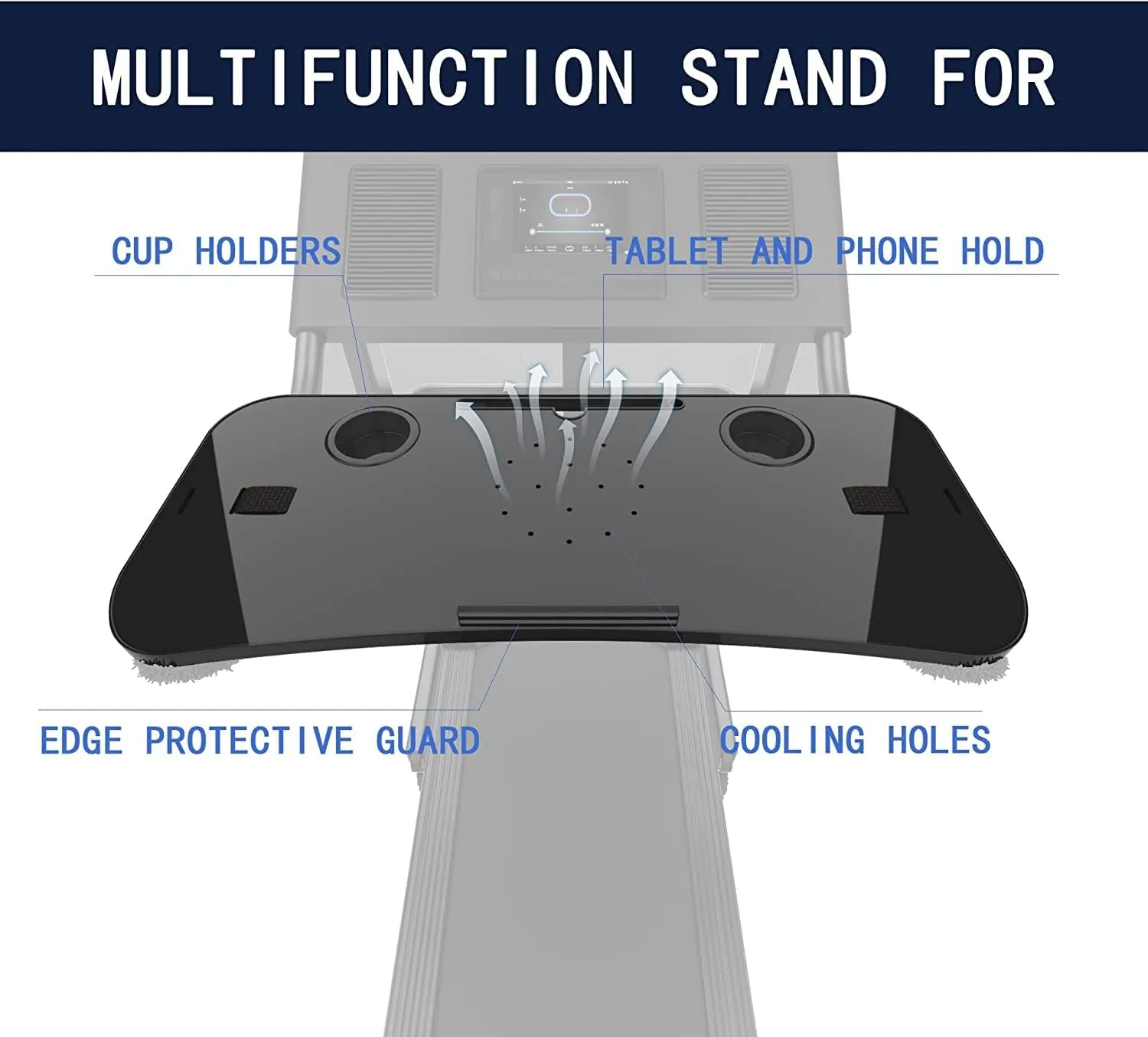 Treadmill Desk Attachment 36 Inches Tread Tray Workstation, Laptop Stand Holder for Notebooks, Tablets, Phone,Cup,Ergonomic Platform with Cooling Holes & Edge Protector