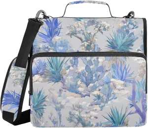 Tree Dim Gray 3 Rings 1.5 inch Zipper Binder Organizer with Shoulder Strap Easy to Carry Portfolio Binder for School and Office