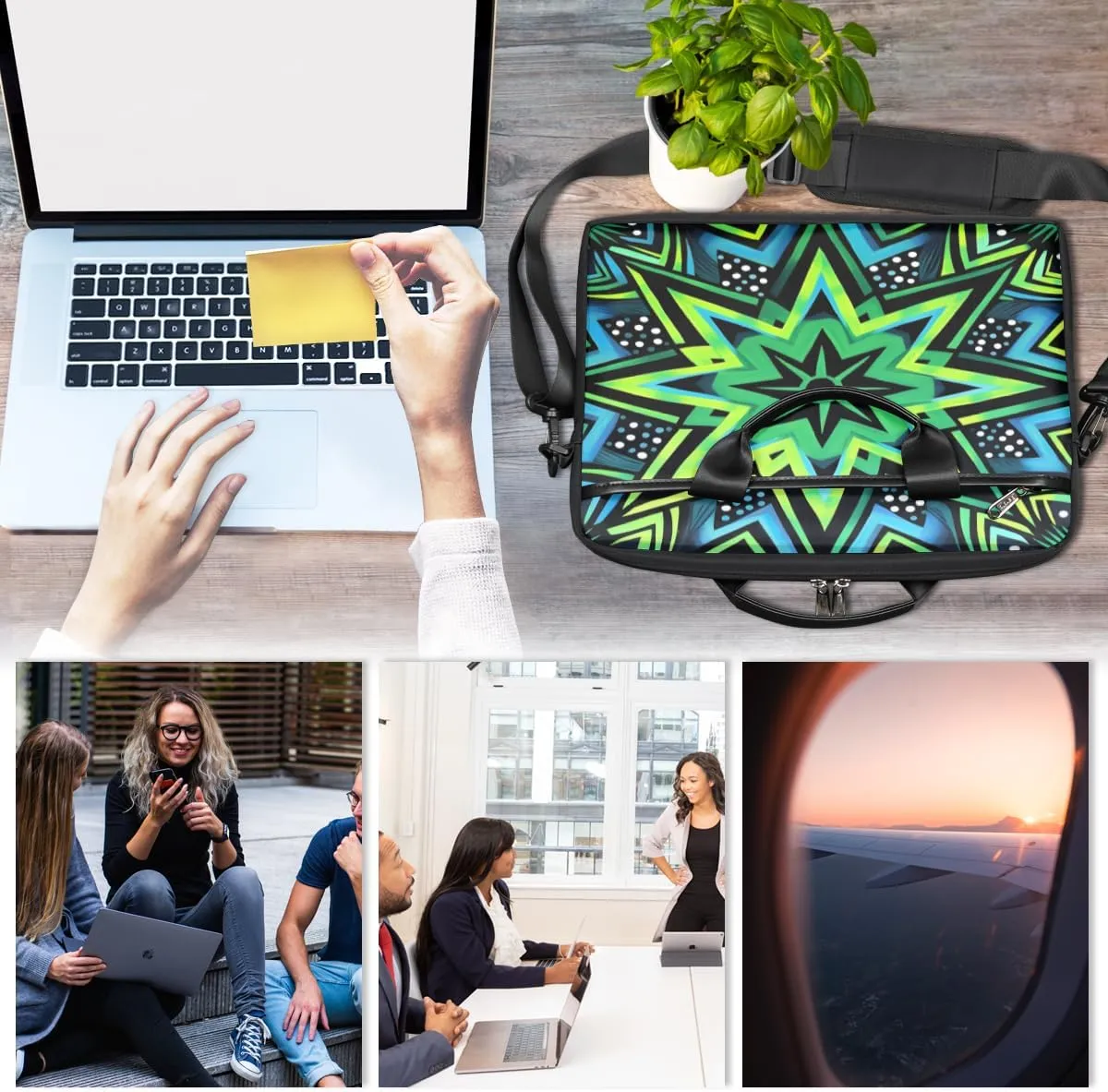 Tree Fun Design Laptop Shoulder Bag for Tablet Computer Notebook Sleeve Messenger Carrying Case Briefcase Tote
