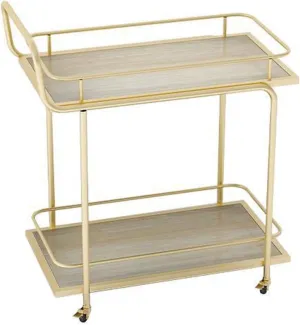 Trolley Kitchen Wine Storage Cart Rolling Bar or Cart for Tea or Cocktail, 2-Tiered Marble/Solid Wood and Metal, Wheeled Home Bar Cart Kitchen Storage trolleys