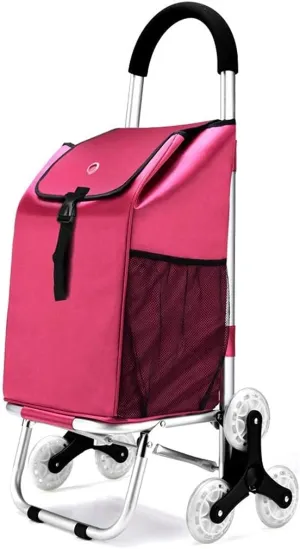 Trolley Multi-Function Shopping Cart Aluminum Alloy Folding Climbing Large Capacity Light Weight Wheeled Trolley Push Cart Bag with Wheels Luggage Trolley Storage Hand Trucks,Coffee Color