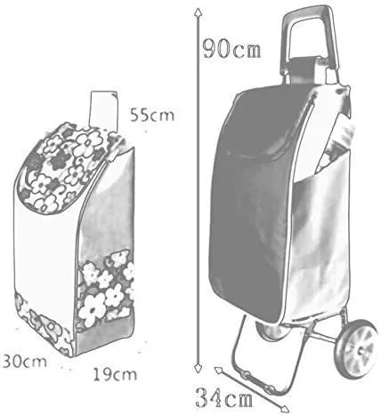 Trolley Multi-Function Shopping Cart Folding Trolley Large Capacity Light Weight Wheeled Trolley Push Cart Bag with 2 Wheels Storage Hand Trucks,Black