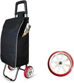 Trolley Multi-Function Shopping Cart Folding Trolley Large Capacity Light Weight Wheeled Trolley Push Cart Bag with 2 Wheels Storage Hand Trucks,Black(Black)