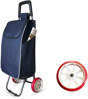Trolley Multi-Function Shopping Cart Folding Trolley Large Capacity Light Weight Wheeled Trolley Push Cart Bag with 2 Wheels Storage Hand Trucks,Black(Blue)
