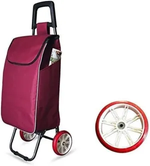 Trolley Multi-Function Shopping Cart Folding Trolley Large Capacity Light Weight Wheeled Trolley Push Cart Bag with 2 Wheels Storage Hand Trucks,Black(Wine Red)