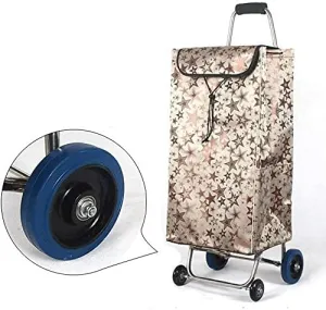 Trolley Multi-Function Shopping Cart Stainless Steel 4 Wheels Trolley Light Weight Large Capacity Wheeled Baggage Cart Push Cart Bag Storage Hand Trucks,Gray