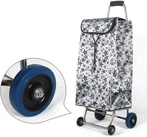 Trolley Multi-Function Shopping Cart Stainless Steel 4 Wheels Trolley Light Weight Large Capacity Wheeled Baggage Cart Push Cart Bag Storage Hand Trucks,Gray