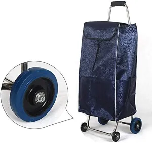 Trolley Multi-Function Shopping Cart Stainless Steel 4 Wheels Trolley Light Weight Large Capacity Wheeled Baggage Cart Push Cart Bag Storage Hand Trucks,Red