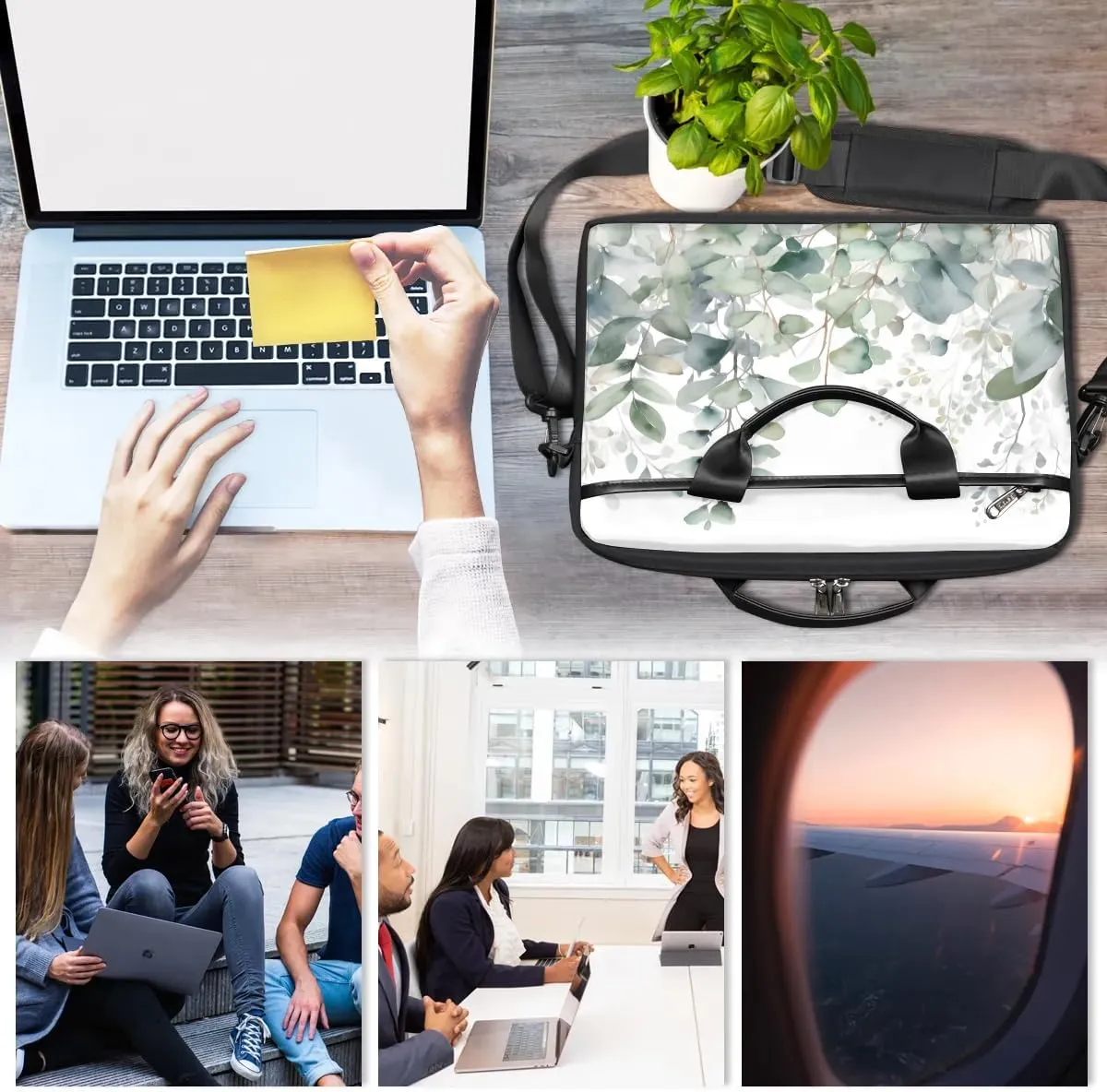 Tropical Palm Leaves Print 15 Inch Laptop Bag Women Men Laptop Carrying Case