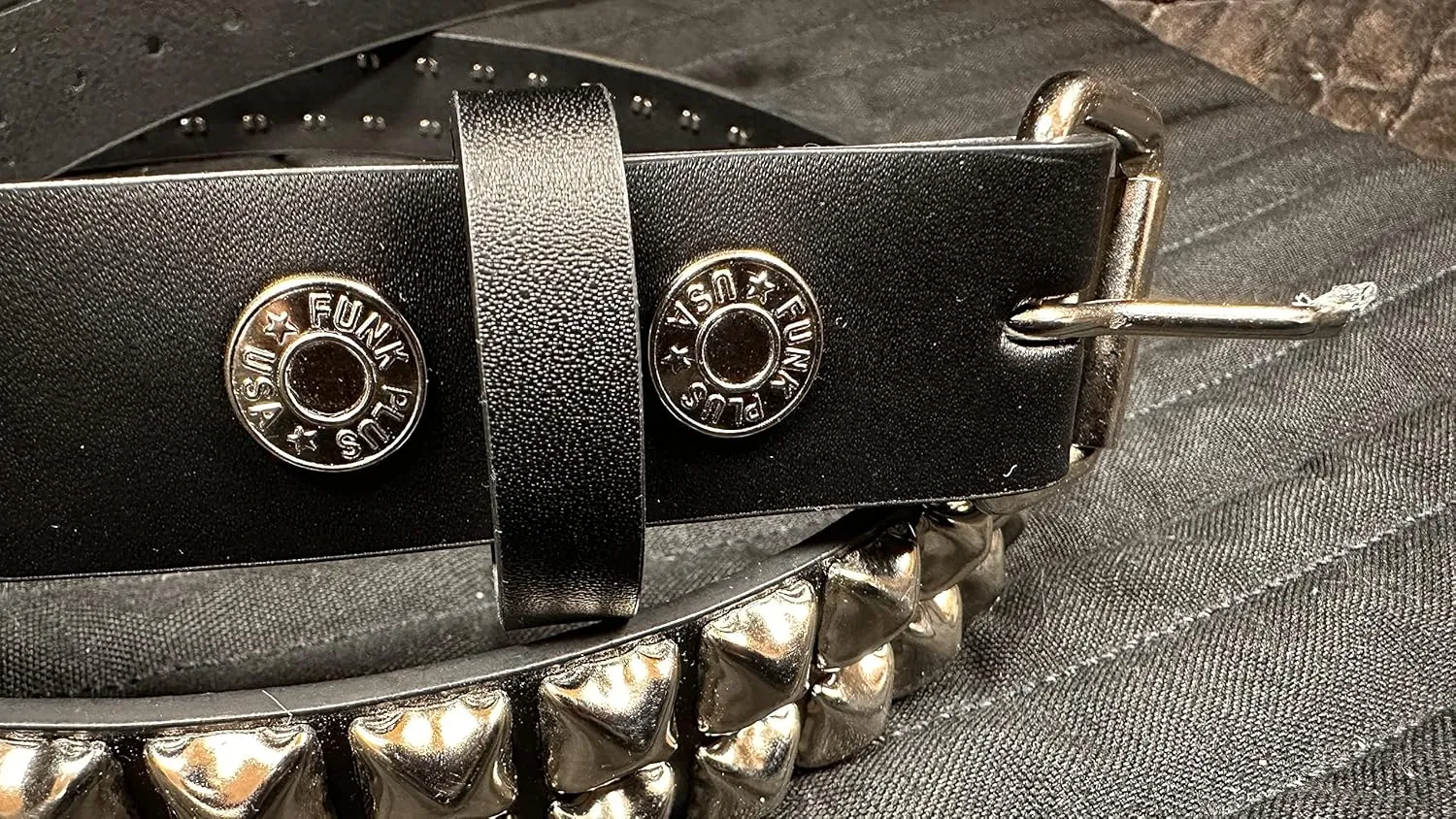 Two Row Pyramid Stud Belt Made In USA Genuine Leather Punk Goth Thrash Metal