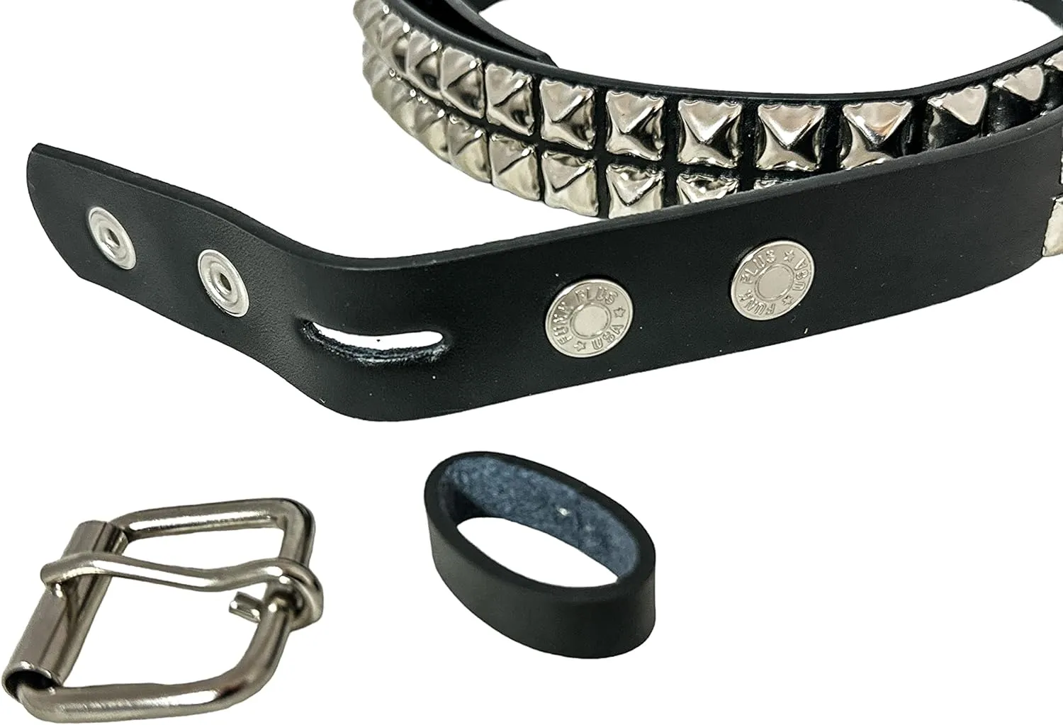 Two Row Pyramid Stud Belt Made In USA Genuine Leather Punk Goth Thrash Metal
