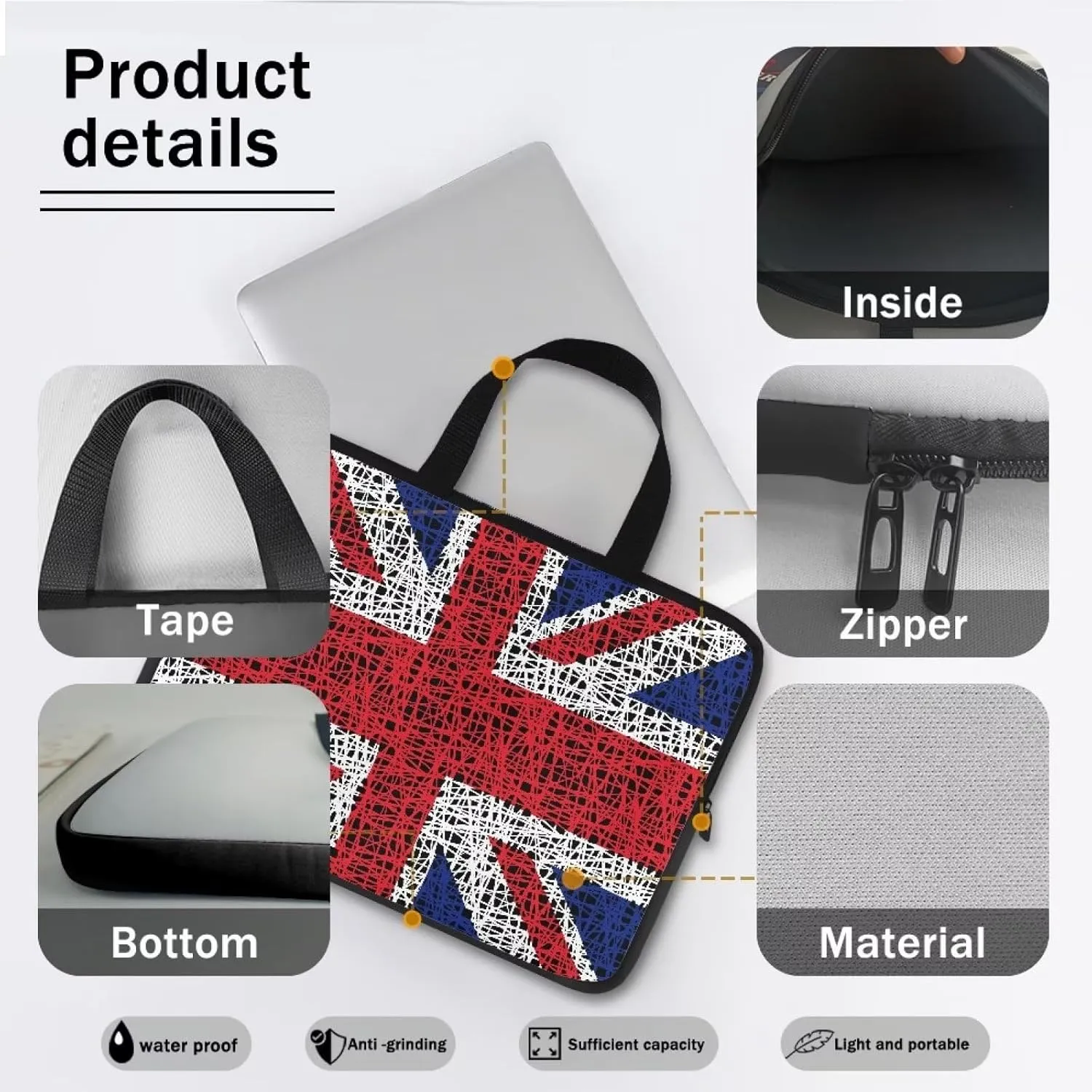 Uasibuni Cute Laptop Bag 14 Inch Waterproof Lightweight Messenger Bag Briefcase Large Laptop Tote Bag