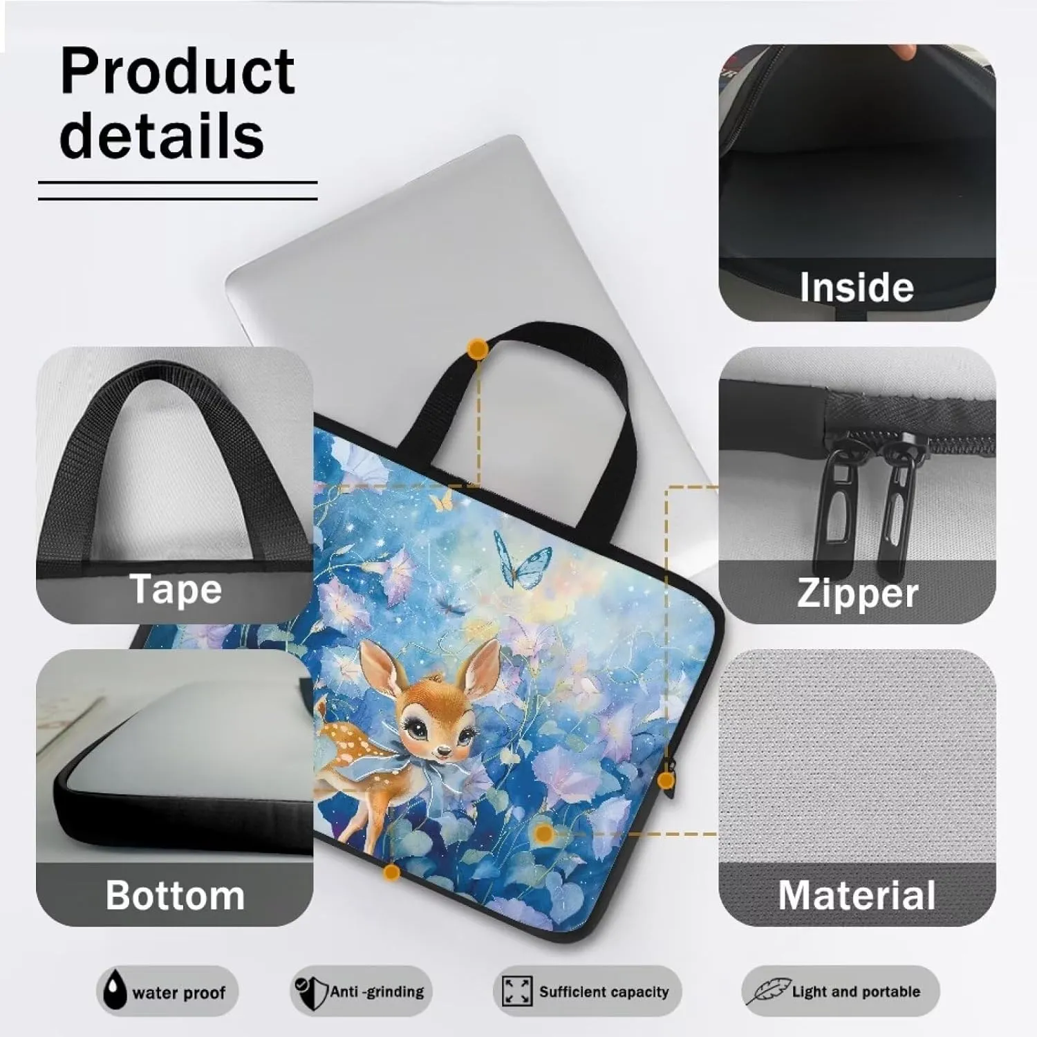 Uasibuni Cute Laptop Bag for Women Men Laptop Messenger Bag