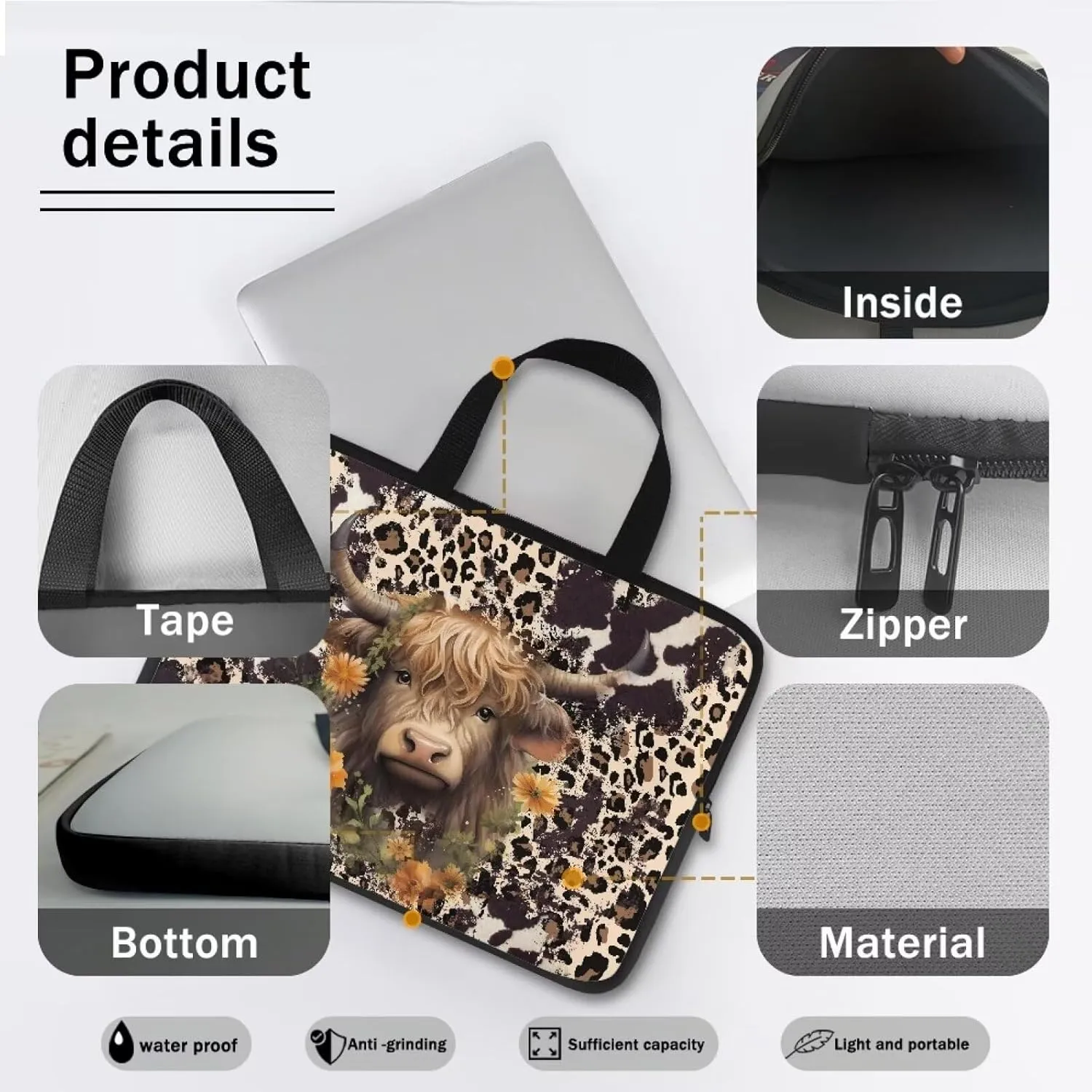 Uasibuni Cute Laptop Cover 17In Laptop Case Bag Laptop Sleeve Messenger Bag Briefcase Laptop Tote Bag Gift for Women Men