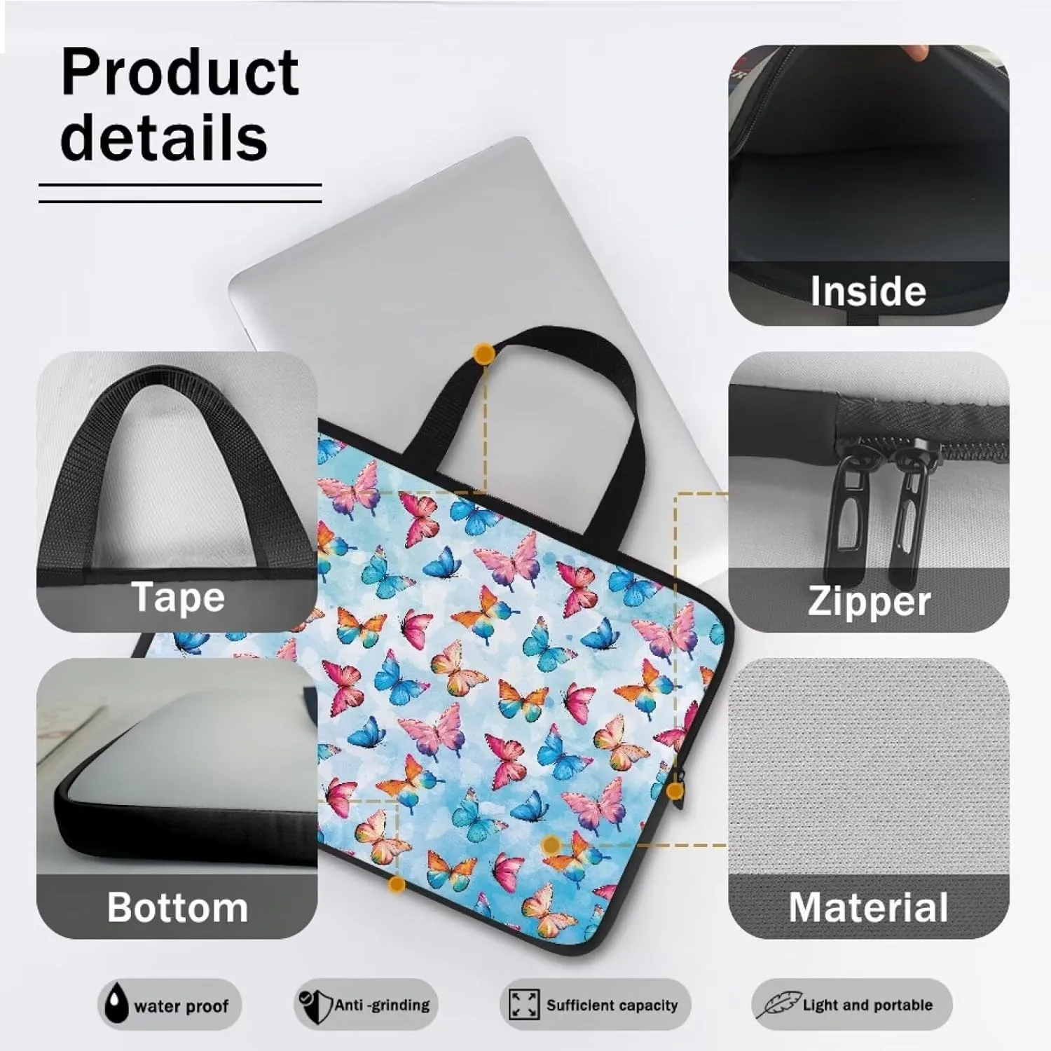 Uasibuni Laptop Sleeve Case with Handle for 14/15.6/ 17In Laptop,Laptop Case Cover Cute Laptop Bag for Women Men