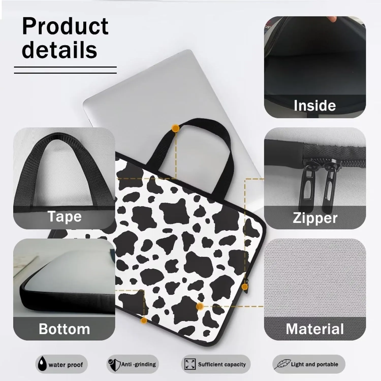 Uasibuni Laptop Sleeve Case with Handle for 14/15.6/ 17In Laptop,Laptop Case Cover Cute Laptop Bag for Women Men