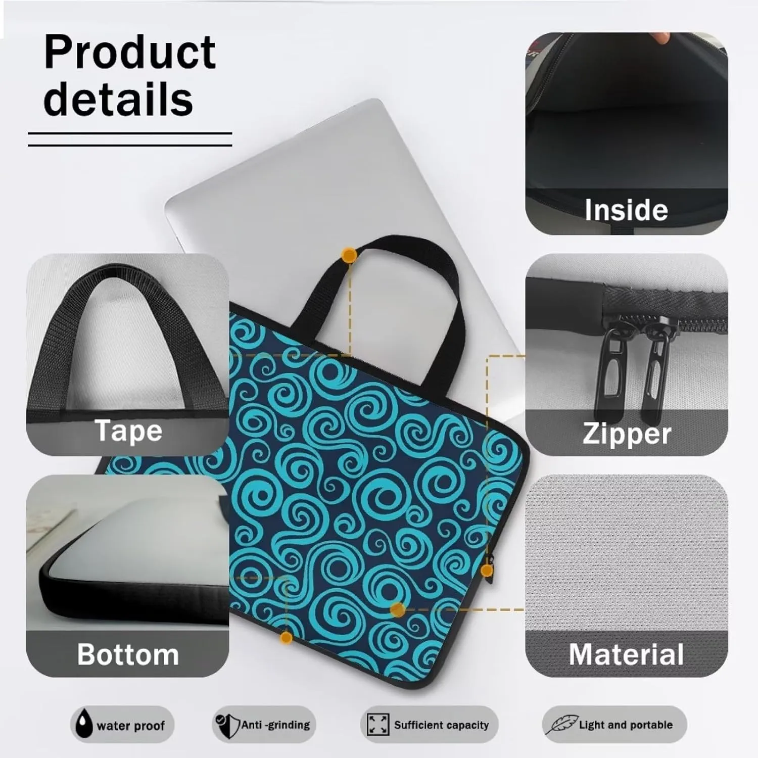 Uasibuni Messenger Laptop Tote Bag,Large Teacher Laptop Bag 15.6" Men Womens Work Bag Briefcase and Laptop Bag
