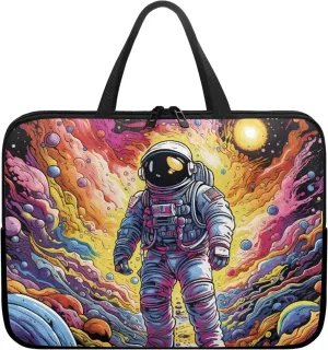 Uasibuni Stylish Laptop Bag for 15-17In Laptops, Cute Laptop Sleeve Bag, Black, Modern, Floral Pattern, Unisex-Adults