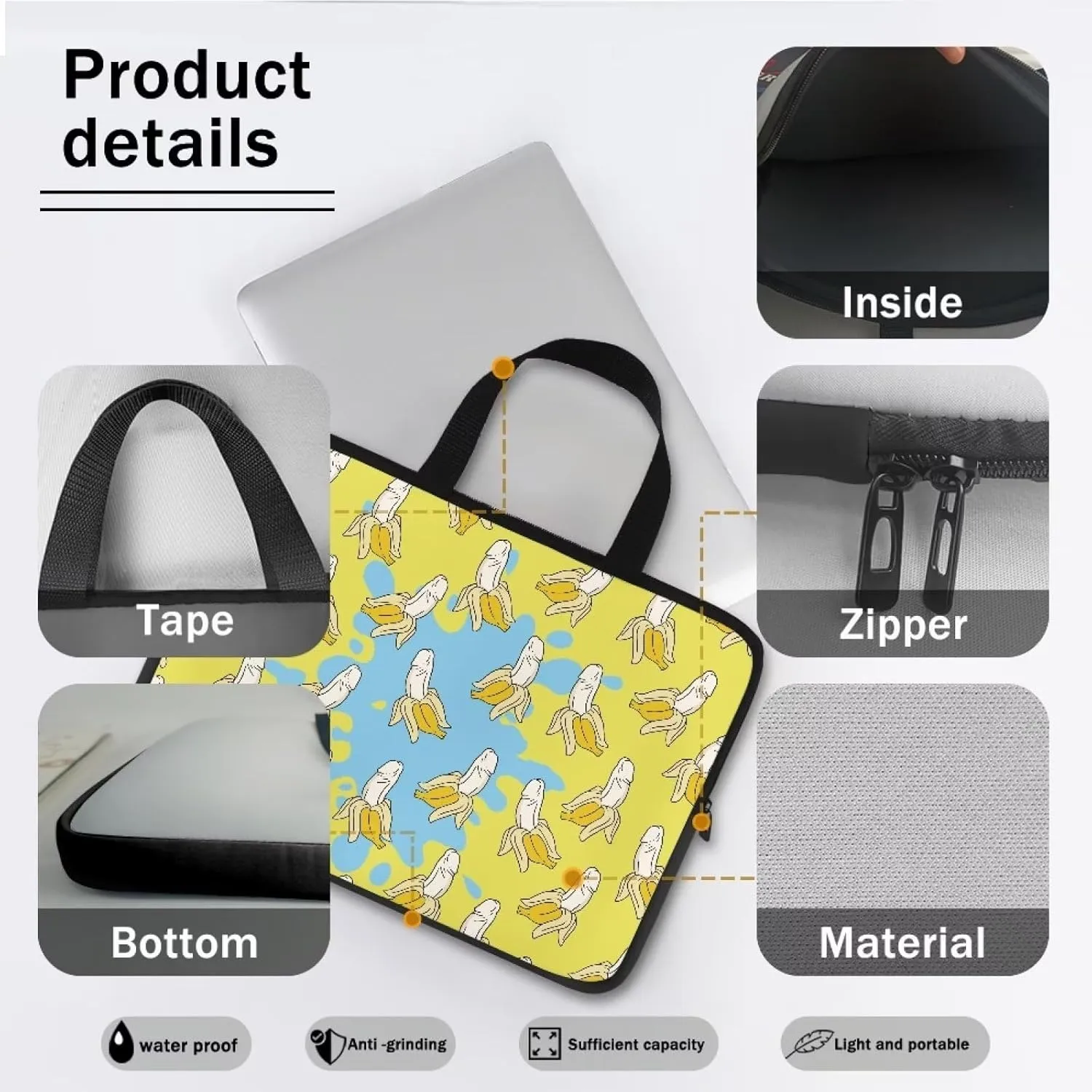 Uasibuni Waterproof Laptop Tote Bag Messenger Bag Case Sleeve for 12 In 13In 15In 17In Laptop Bag