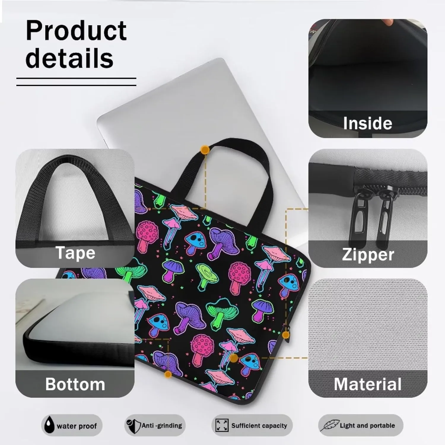 Uasibuni Waterproof Laptop Tote Bag Messenger Bag Case Sleeve for 12 In 13In 15In 17In Laptop Bag