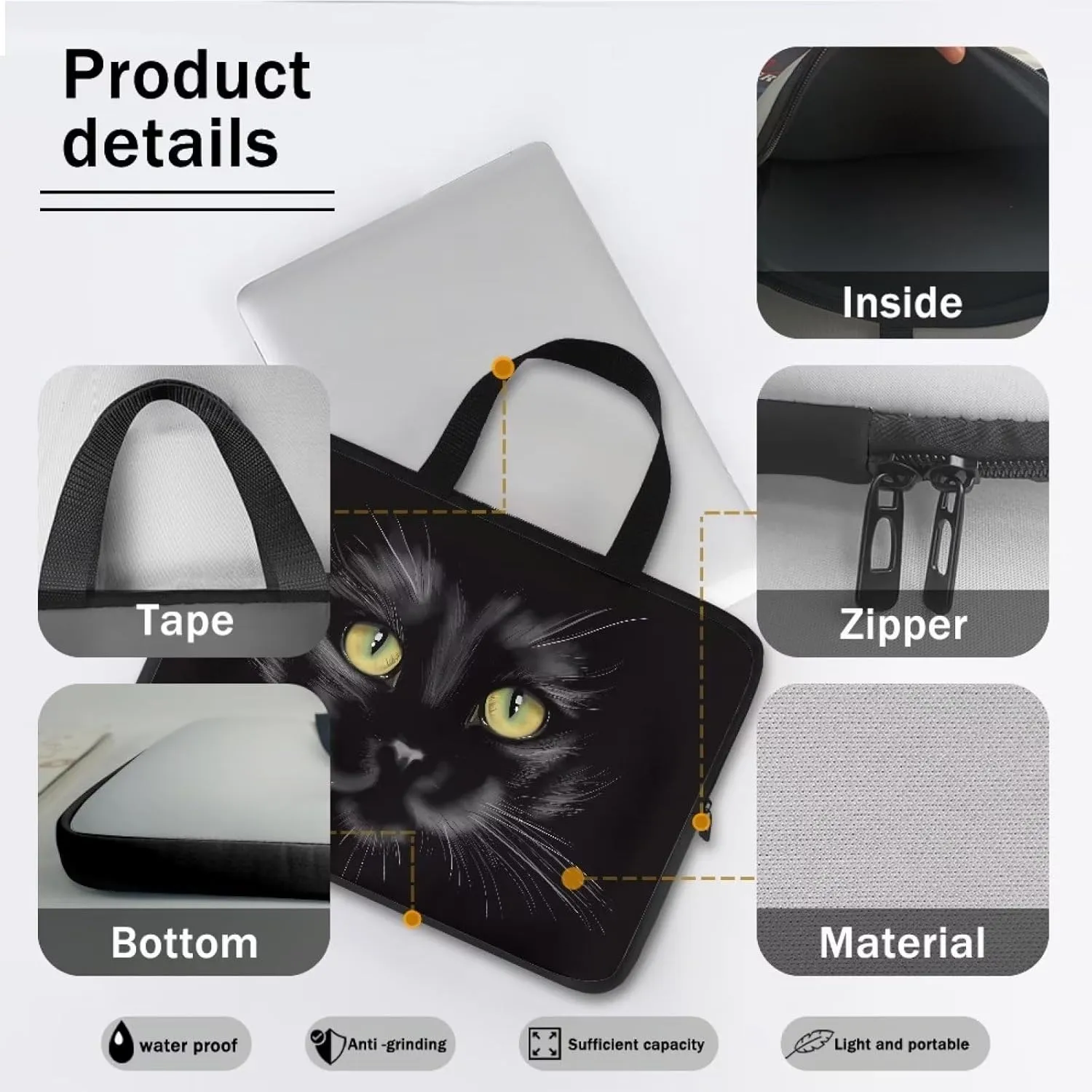 Uasibuni Waterproof Laptop Tote Bag Messenger Bag Case Sleeve for 12 In 13In 15In 17In Laptop Bag