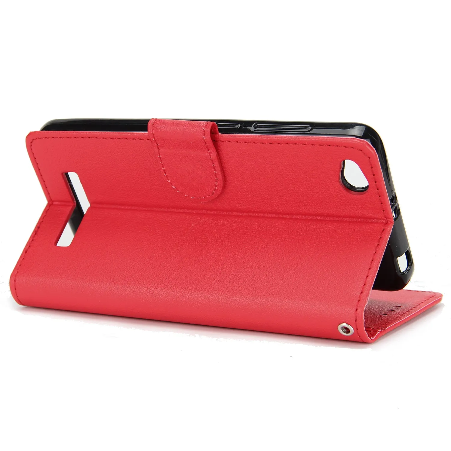 Ultra Slim Shockproof Full Protective Case with Card Wallet Slot for Xiaomi Redmi 5A red