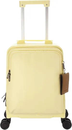 UNIKER Carry On Luggage with Cup Holder,16 Inch Hard Shell Suitcases with 4 Spinner Wheels, Cabin Bag Wheeled Bag Airline Approved,Expandable Carry-ons Yellow