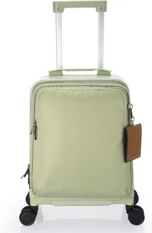 UNIKER Carry On Luggage with Cup Holder,16 Inch Hard Shell Suitcases with 4 Spinner Wheels, Wheeled Bag Airline Approved Cabin Bag for Travel,Expandable Carry-ons Green