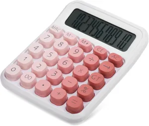 Uonlytech Large Display Mechanical Calculator with Buttons Cute Desk Calculator for Office School and Home Use Slip Resistant Base for Stability Digits for Easy Reading