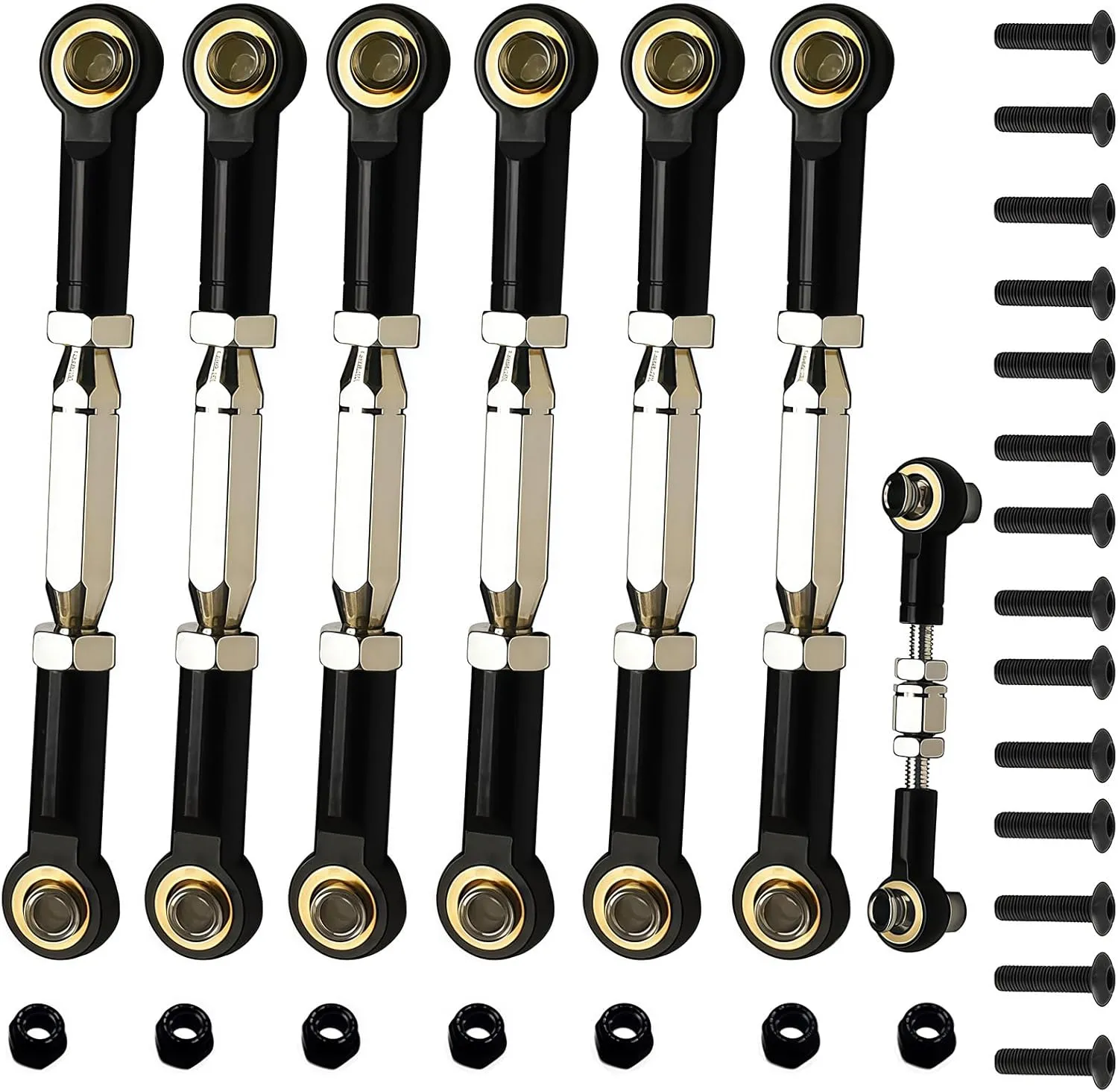 Upgrade 80-102mm Steel Turnbuckles/Camber Link for 1/10 Traxxas Slash 2WD, Rustler 2WD, Stampede/VXL, Nitro Rustler/Slash,Bandit/VXL RC Car Parts. Black