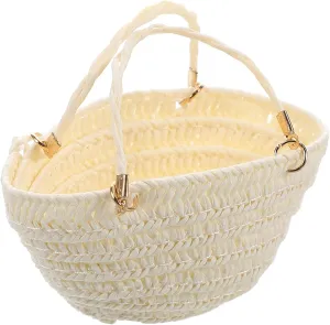 UPKOCH Mini Straw Tote Bag Handwoven Shoulder Bag for Doll Display Portable Doll Storage Case