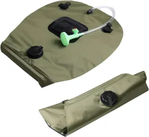 UPKOCH Portable Camping Shower Bag Solar Water Storage with Shower Nozzle for Outdoor Activities for Hiking Beach Fishing and Picnics Olive Green