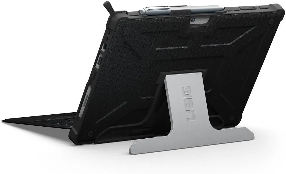 URBAN ARMOR GEAR UAG Designed for Microsoft Surface Pro 7 Plus, Pro 7, Pro 6, Pro 5th Gen (2017) (LTE), Pro 4 Feather-Light Rugged Black Aluminum Stand Military Drop Tested Case