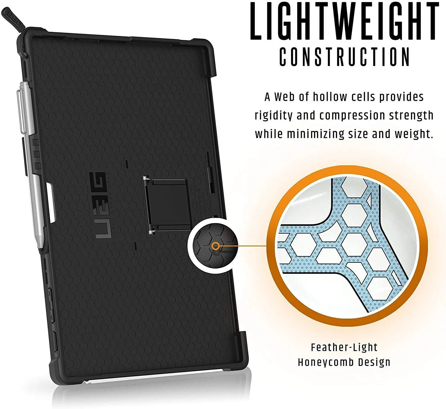 URBAN ARMOR GEAR UAG Designed for Microsoft Surface Pro 7 Plus, Pro 7, Pro 6, Pro 5th Gen (2017) (LTE), Pro 4 Feather-Light Rugged Black Aluminum Stand Military Drop Tested Case