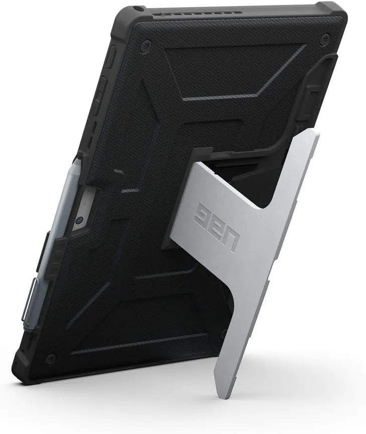 URBAN ARMOR GEAR UAG Designed for Microsoft Surface Pro 7 Plus, Pro 7, Pro 6, Pro 5th Gen (2017) (LTE), Pro 4 Feather-Light Rugged Black Aluminum Stand Military Drop Tested Case