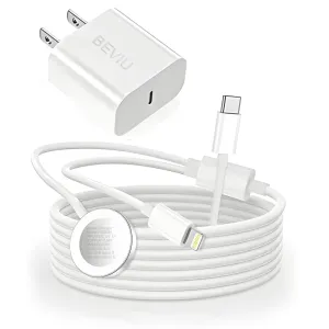 USB C Charger for Apple Watch, 2-in-1 iPhone and iWatch Magnetic Fast Charging Cable with USB-C Wall Charger Compatible with Apple Watch Series 10/9/SE/Ultra/8/7/6/5/4/3/2 & iPhone 14/13/12/11