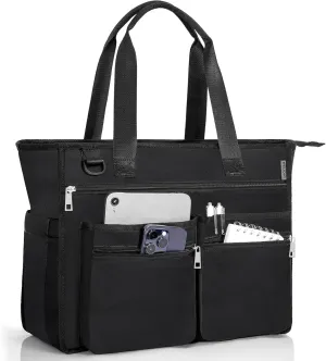 Utility Tote Bag For Women, Teacher Shoulder Bag with Multiple Pockets, Laptop Handbag with Zipper for Gym, Work