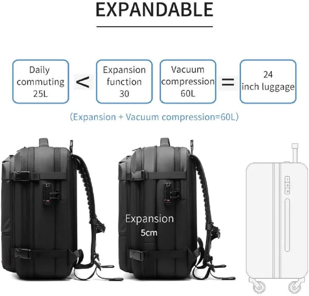 Vacpack Backpack, Vacpack Vacuum Backpack Luggage, Waterproof And Anti-Theft Expandable Large Capacity (Blue-B Vacuum Pump)