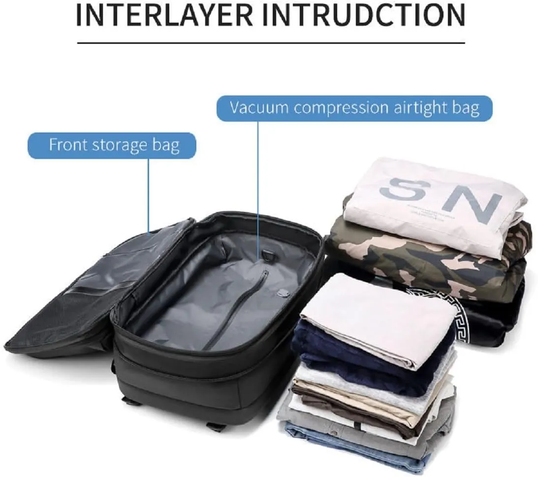 Vacpack Backpack, Vacpack Vacuum Backpack Luggage, Waterproof And Anti-Theft Expandable Large Capacity (Blue-B Vacuum Pump)