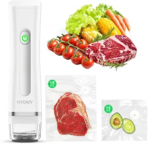 Vacuum Sealer for Food with Visible Water Tank | Portable Compact Vacuum Sealer Machine | with 30 Reusable Bags | Preservation Time Prolonged by 6 Times