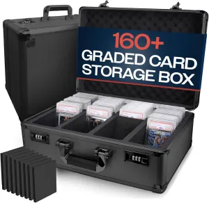 VALUN SLABPRO 160  4 ROW Graded Card Storage Box; Durable Sports, PSA Card Storage Box - Organizer Slab for Your Collection - For Baseball, Football, TCG, MTG Cards - Top Loader Design