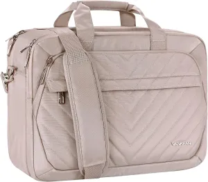 VANKEAN Fashion Laptop Briefcase for Women, TSA Friendly Expandable 17 Inch Waterproof Computer Bag With RFID Pocket, Work Messenger Bag for Business, Light Dusty Pink