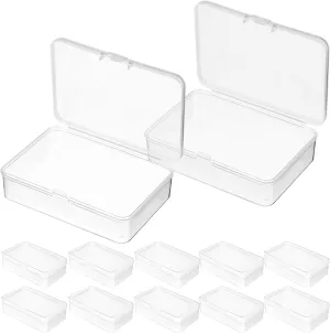 VANZACK 12pcs Clear Storage Cases for Cards Craft Supplies Box Lockable Snap Closure High Transparency Portable Design for Organizing Business Trading Cards