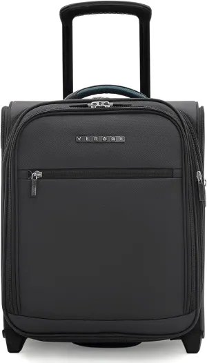 Verage 16 inch Underseat Carry On Luggage with Wheels, Grey Softside Small Suitcase Spinner Wheeled Rolling Travel Laptop Bag for Airlines Airplanes Short Trip Men Women